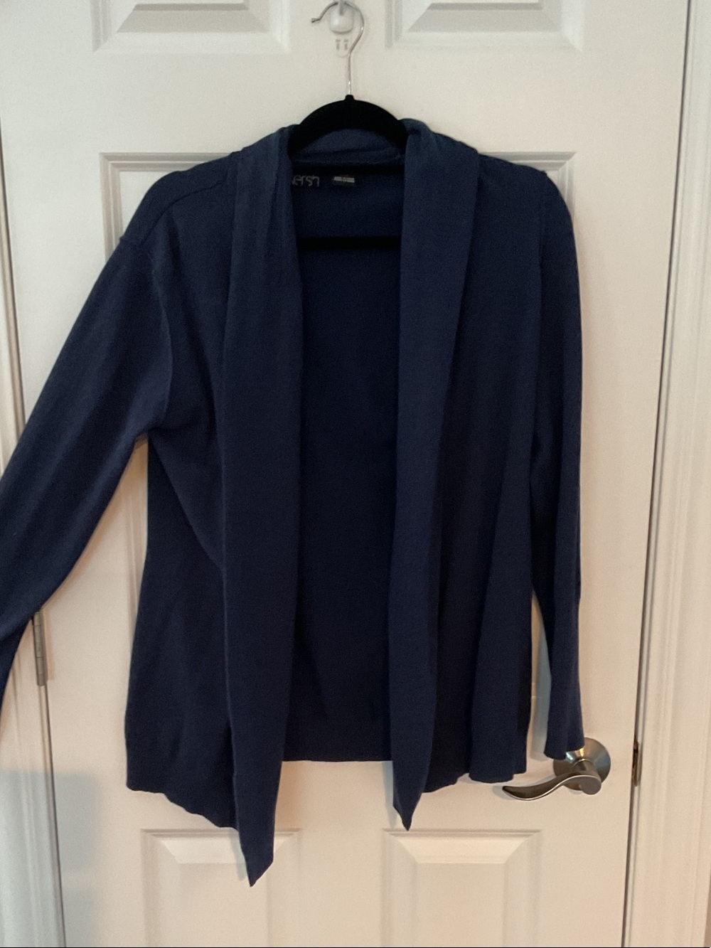 Kersh Navy Open-Front Draped Cardigan